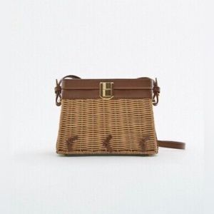 NWT Zara Rattan Box-Shaped Bag